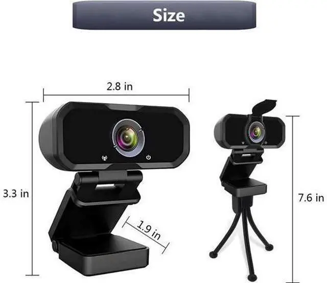 Alt view image 7 of 7 - Webcam 1080p HD Computer Camera - Microphone Laptop USB PC Webcam with Privacy Shutter and Tripod Stand, 110 Degree Live Streaming Widescreen Recording Pro Video Web Camera for Calling, Conferencing