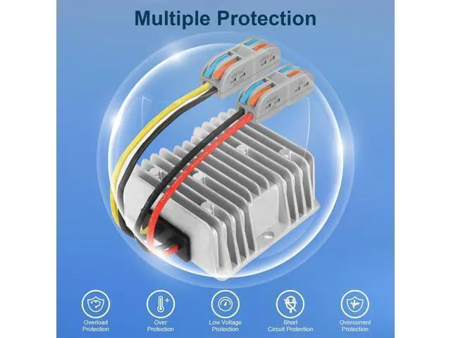 Alt view image 3 of 6 - 10A 120W Golf Cart 18V 20V 24V 36V 48V Step Down to DC 12V Converter Voltage Regulator Reducer Power Buck Converter Waterproof Transformer(DC 16-58V Inputs