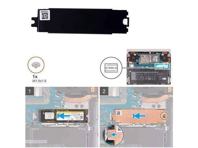Alt view image 2 of 6 - M.2 2280 SSD Heatsink Cover Thermal Shield R0HY5 0R0HY5 Replacement for Dell Alienware x14 R1 Gaming Laptop 2022