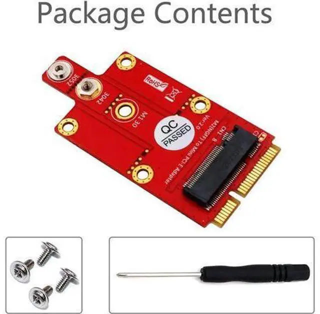 Alt view image 6 of 6 - M.2 NGFF Key B to Mini PCI-E Adapter Card with Screw Kit for 3G / 4G / 5G Module Support 3042/3052 Type M2 Key B Card Dimension