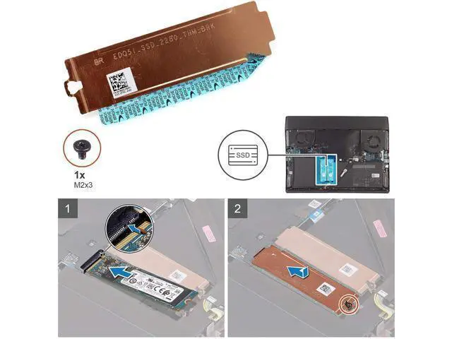 Alt view image 2 of 5 - 2nd 2280 M.2 SSD Heatsink Cover Slot 2 Thermal Shield 47W2D 047W2D Replacement for Dell Alienware M15 R2 M17 R2