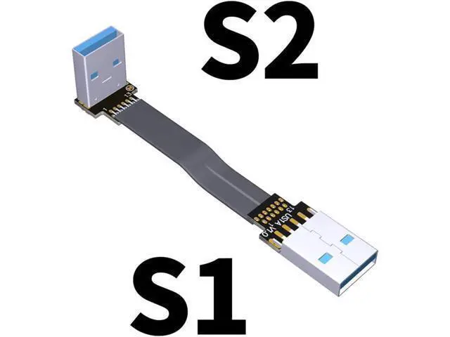 Alt view image 2 of 7 - ADT-Link USB 3.0 Cable USB to USB Cable Type A Male to Male Extension Cable Super Speed HDD 90/270 Degree Angle Up/Down Angled (30cm,S1-S2)