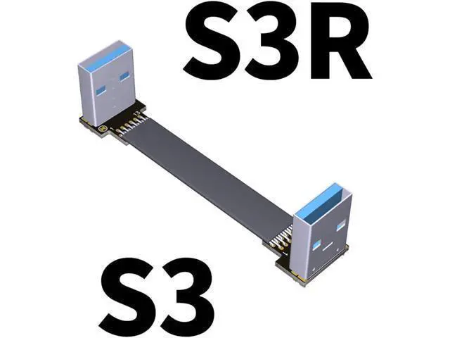 Alt view image 2 of 7 - ADT-Link USB 3.0 Cable USB to USB Cable Type A Male to Male Extension Cable Super Speed HDD 90/270 Degree Angle Up/Down Angled (20cm,S3-S3R)
