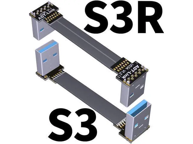 Alt view image 3 of 7 - ADT-Link USB 3.0 Cable USB to USB Cable Type A Male to Male Extension Cable Super Speed HDD 90/270 Degree Angle Up/Down Angled (20cm,S3-S3R)