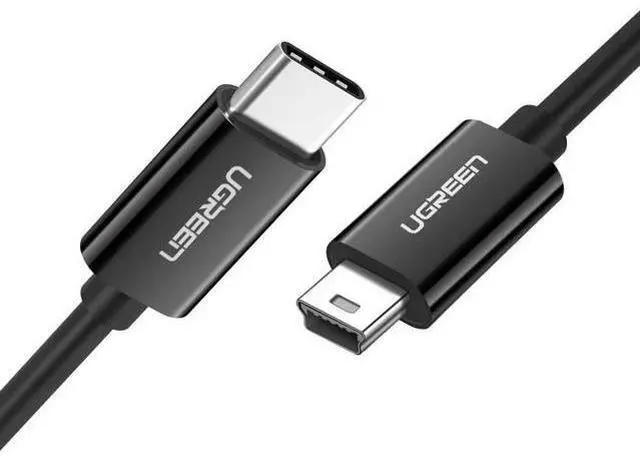 Main image of Mini USB to USB C Cable USB Type C to Mini USB Cable for Digital Camera MP3 Player and More Mini B USB Devices Black 3ft
