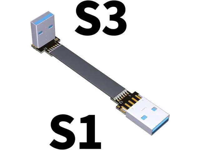 Alt view image 2 of 7 - ADT-Link USB 3.0 Cable USB to USB Cable Type A Male to Male Extension Cable Super Speed HDD 90/270 Degree Angle Up/Down Angled (10cm,S1-S3)