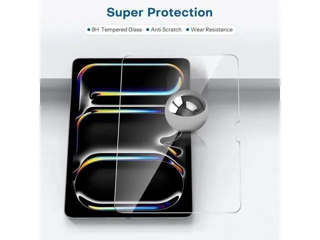 Alt view image 5 of 7 - Screen Protector for iPad Pro 11 Inch 2024 M4 (5th Generation), 2 Pack Tempered Glass Film Guard for iPad Pro 11, Alignment frame, Case Friendly, Apple Pencil Pro Compatible