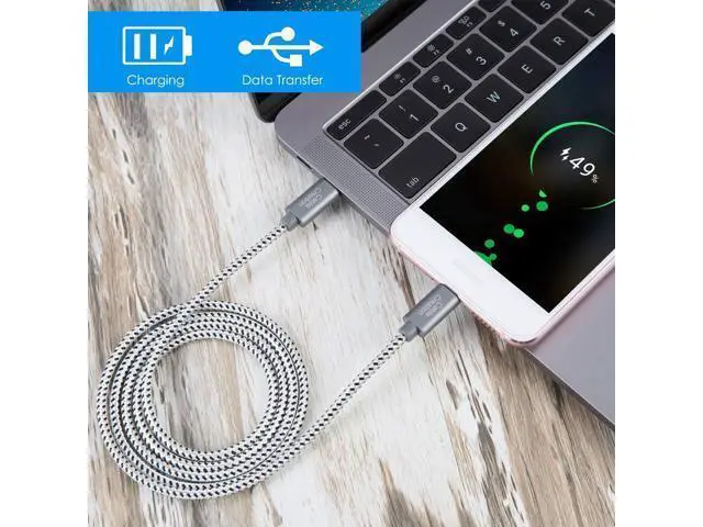 Alt view image 4 of 7 - USB C Cable 1m 3.3FT 60W USB C to USB C Fast Charging Cable USB Type-C to C Cable Braided 3A 60W 480Mbps Data for MacBook Pro Air iPad Air Pro S21/S20+/S20 Pixel 4/5 etc. Space Gray