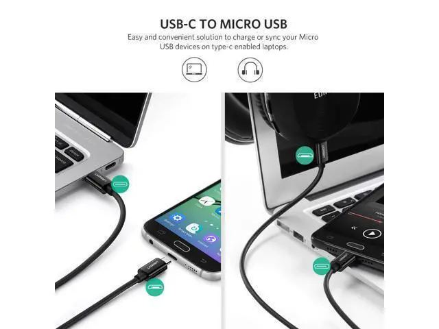 Alt view image 2 of 7 - USB C to Micro USB Cable Micro B USB Type C Cord Male to Male Compatible for MacBook iMac Pro Chromebook Pixel Yoga 900 6FT