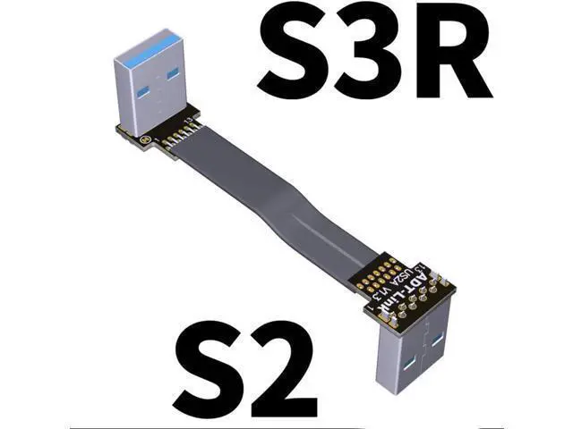 Alt view image 2 of 7 - ADT-Link USB 3.0 Cable USB to USB Cable Type A Male to Male Extension Cable Super Speed HDD 90/270 Degree Angle Up/Down Angled (30cm,S2-S3R)