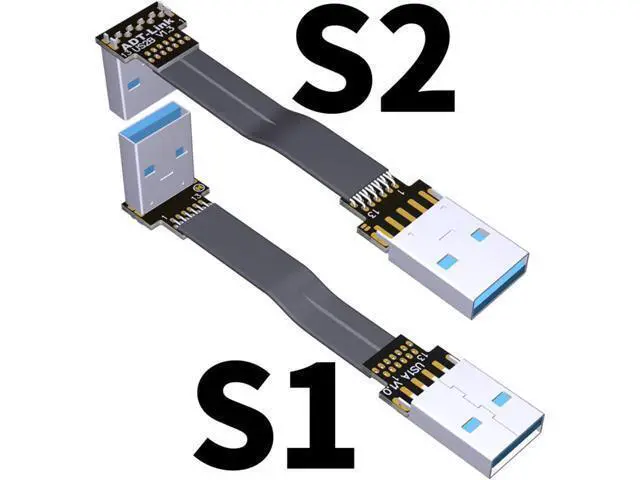 Alt view image 3 of 7 - ADT-Link USB 3.0 Cable USB to USB Cable Type A Male to Male Extension Cable Super Speed HDD 90/270 Degree Angle Up/Down Angled (30cm,S1-S2)