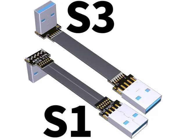 Alt view image 3 of 7 - ADT-Link USB 3.0 Cable USB to USB Cable Type A Male to Male Extension Cable Super Speed HDD 90/270 Degree Angle Up/Down Angled (10cm,S1-S3)