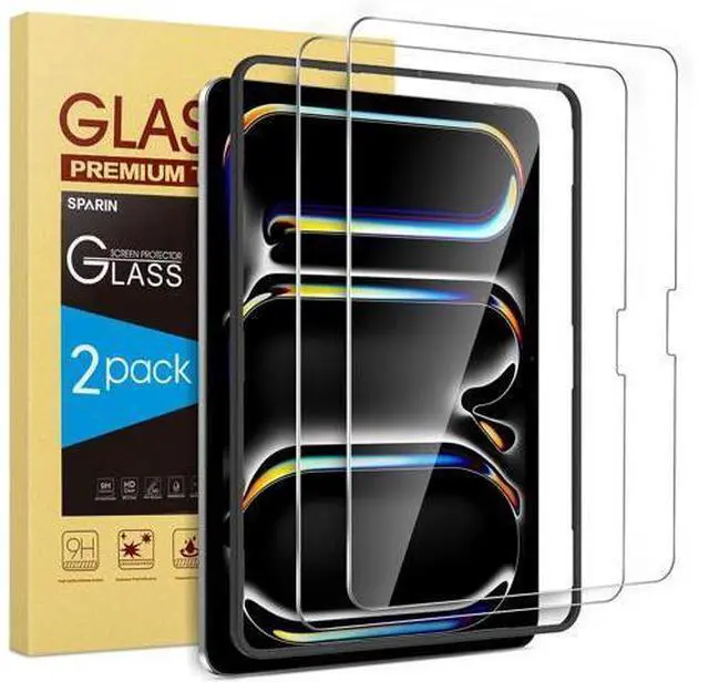 Main image of Screen Protector for iPad Pro 11 Inch 2024 M4 (5th Generation), 2 Pack Tempered Glass Film Guard for iPad Pro 11, Alignment frame, Case Friendly, Apple Pencil Pro Compatible
