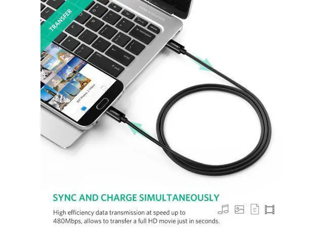 Alt view image 4 of 7 - USB C to Micro USB Cable Micro B USB Type C Cord Male to Male Compatible for MacBook iMac Pro Chromebook Pixel Yoga 900 6FT