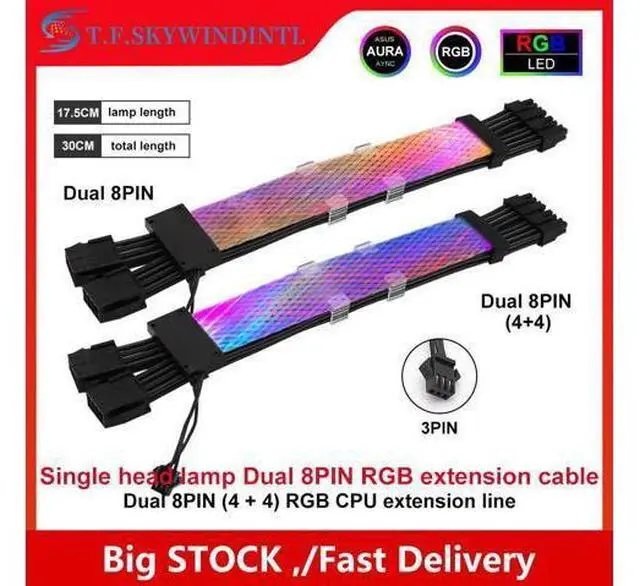 Main image of 8-Pin (4+4)*2 CPU Cable For 3-Pin 8-Pin*2 Mesh CPU Extension Cable