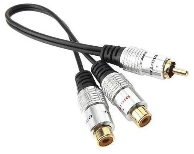 Main image of metal RCA Female to Dual 2-RCA Male Gold Plated Adapter, Stereo Splitter Y Audio Cable(RCA F-2 RCA M) (1 Male to 2 Female)