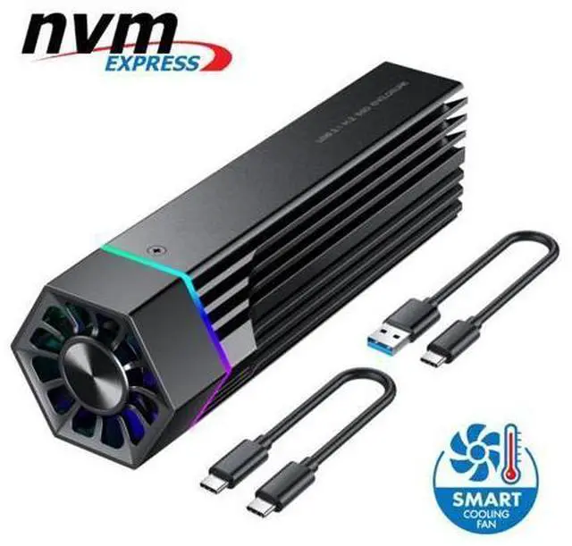 Main image of RGB SSD Case Box M.2 NVME PCI-E To USB3.1 Gen2 Type-C JMS583 10Gbps SSD Case Radiator High Speed for 2280/2260/2242/2230 M.2 SSD