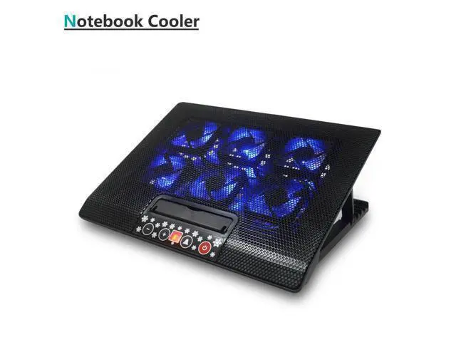 Alt view image 2 of 2 - Laptop Coolers PC Cooler Notebook Cooling Pad 2 USB Ports 6 Silent Led Fans Powerful Air Flow Portable Adjustable Laptop Stand
