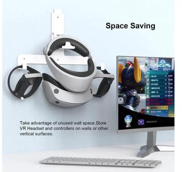 Main image of Wall Mounted Game Handle Display Stand Space Saving Game Controller Headset Hanger Stable Holder Accessories for PS5 PS VR2