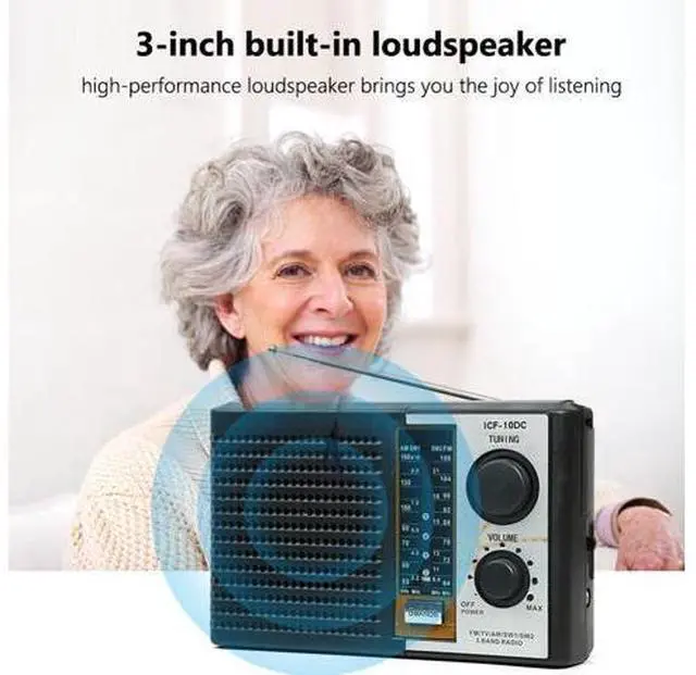 Main image of AM/FM/TV/SW World Receiver Speaker 3.5mm Jack 5 Bands Radio Receiver Powered Weather Stereo Radio Support TF Card U Disk