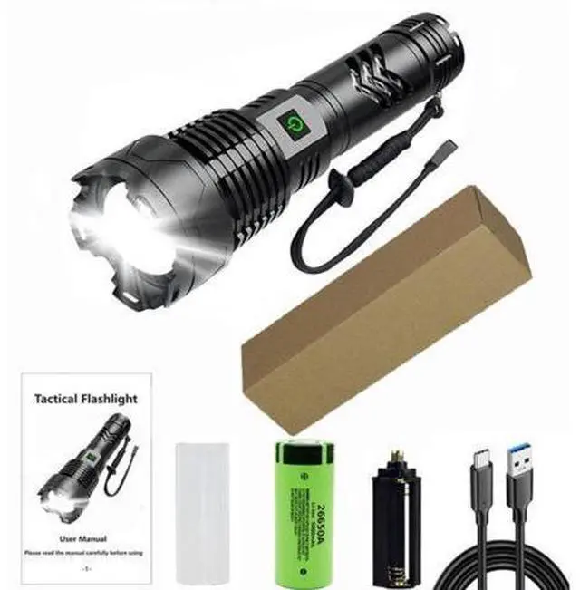 Main image of LED Rechargeable XHP160 Flashlight Aluminum Handheld Strong Light Type C Zoom Torch Tactical Flashlight 5000MAH Dropshipping