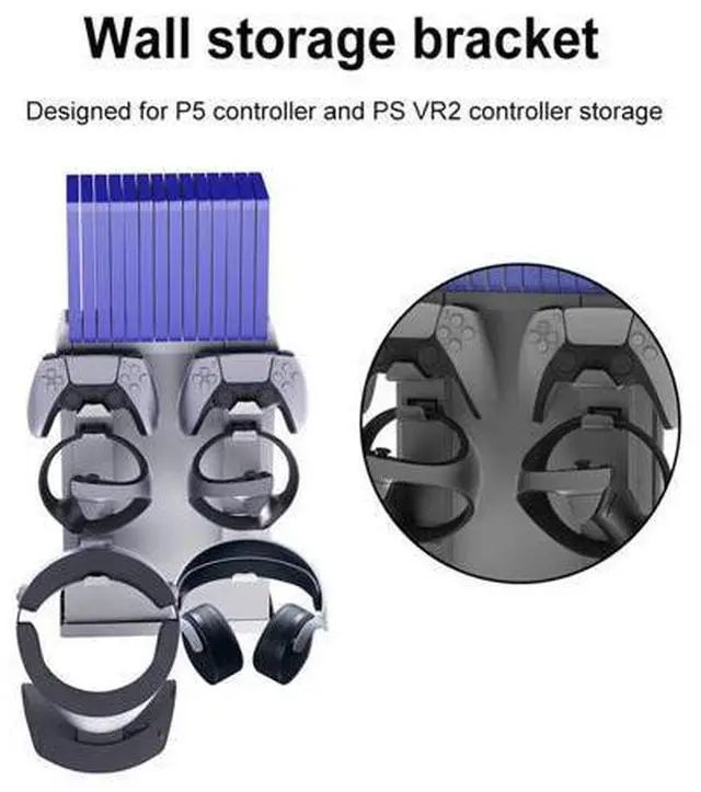 Main image of Wall-mounted Game Controller Bracket Mount Space Saving Game Controller Bracket Disc Box Storage Non-slip Accessories for PS VR2