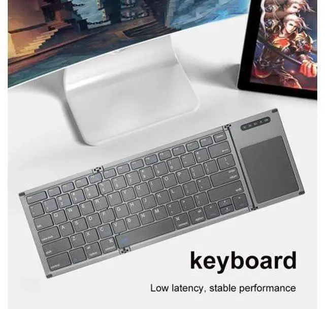 Main image of Wireless Folding Keyboard Multi-Function Bluetooth-Compatible Keyboard 78 Keys Touchpad Keypad for IOS Android Windows