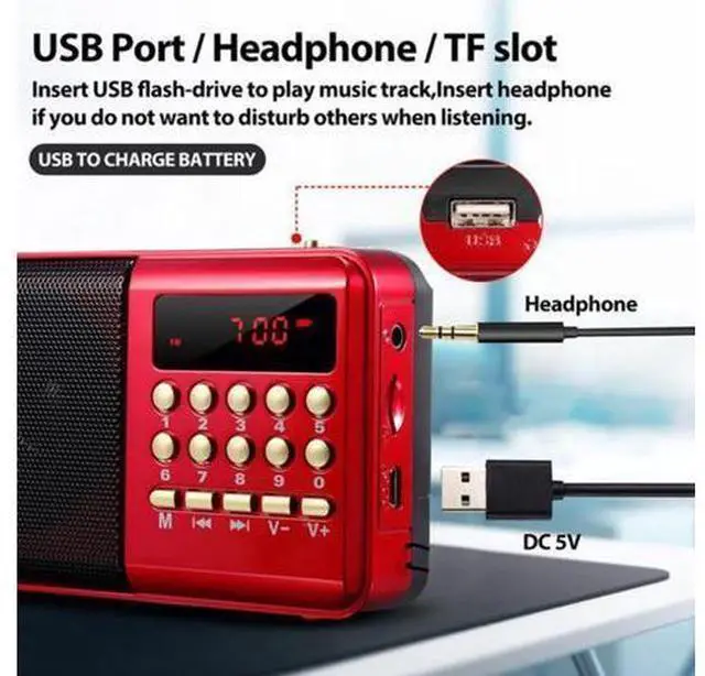 Main image of KK11 Mini Portable Radio Handheld Digital FM USB TF MP3 Player Speaker Rechargeable FM Radio For The Elderly