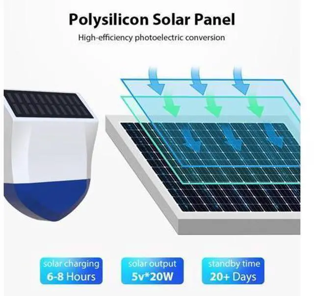 Main image of WiFi Outdoor Solar Alarm IPX5 Waterproof Outdoor WiFi Solar Siren Home Security Alarm System Bluetooth-compatible
