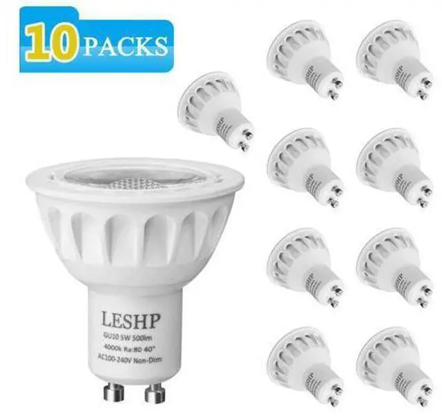 Main image of White Gu10 Ac100-240V 5W Led Spotlight 4000K 500Lm Non-Dimmable 40 Degree Beam Angle Compact Size Light Weight