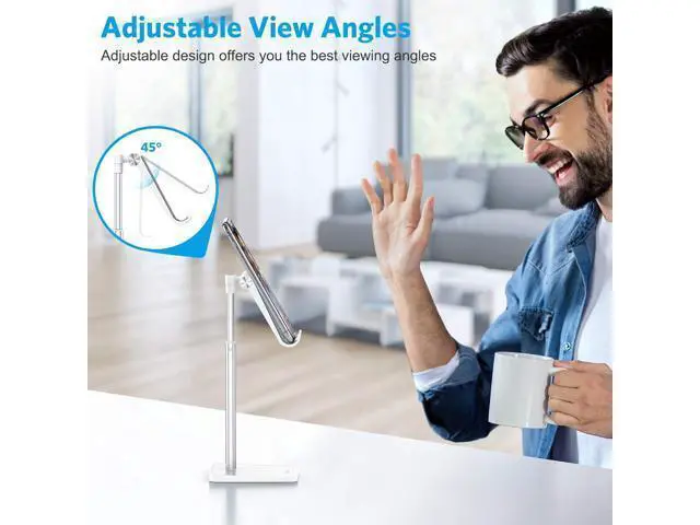 Alt view image 6 of 7 - Cell Phone Stand, Adjustable Angle Height Desk Phone Dock Holder for iPhone SE 16 Pro Max/Plus/XS/XR, Galaxy S20 / S10 / S9 / S8 and Other Phones (3.5-7.0-Inch),Silver