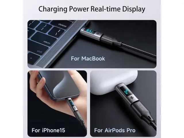 Alt view image 5 of 7 - USB C to USB C Digital Display Adapter 100W Charging Data Transfer USB C Female to Type C Plug Compatible with MacBook/i-Phone15/i-Pad/Galaxy/Xperia/Pixel/Android