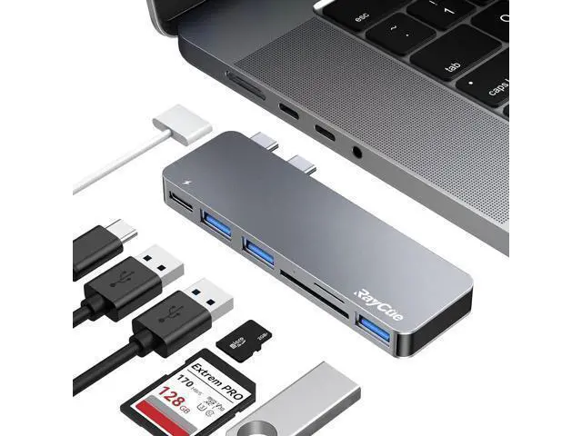 Alt view image 2 of 7 - USB C Hub Adapters for Mac-Book Pro/Mac-Book Air M1 M2 M3 2023 2022 2021 2020 2019 13" 14" 15" 16", 6-in-2 Multiport Mac-Book Adapter with Thunderbolt 3, 3 USB 3.0 Ports, SD/TF Card Reader