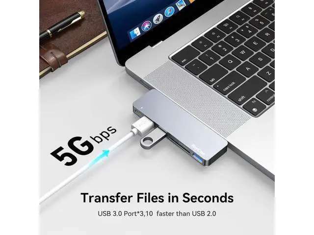 Alt view image 4 of 7 - USB C Hub Adapters for Mac-Book Pro/Mac-Book Air M1 M2 M3 2023 2022 2021 2020 2019 13" 14" 15" 16", 6-in-2 Multiport Mac-Book Adapter with Thunderbolt 3, 3 USB 3.0 Ports, SD/TF Card Reader