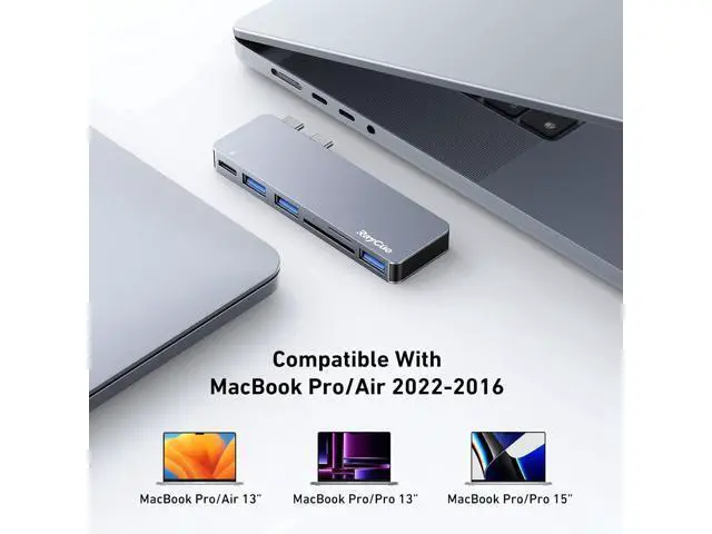 Alt view image 7 of 7 - USB C Hub Adapters for Mac-Book Pro/Mac-Book Air M1 M2 M3 2023 2022 2021 2020 2019 13" 14" 15" 16", 6-in-2 Multiport Mac-Book Adapter with Thunderbolt 3, 3 USB 3.0 Ports, SD/TF Card Reader