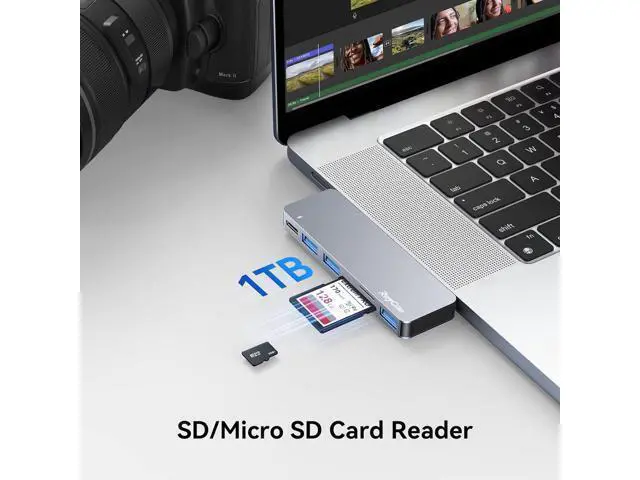 Alt view image 6 of 7 - USB C Hub Adapters for Mac-Book Pro/Mac-Book Air M1 M2 M3 2023 2022 2021 2020 2019 13" 14" 15" 16", 6-in-2 Multiport Mac-Book Adapter with Thunderbolt 3, 3 USB 3.0 Ports, SD/TF Card Reader