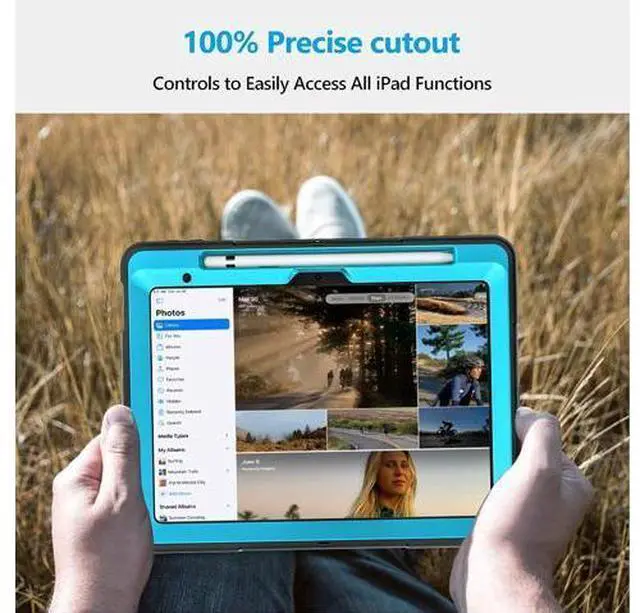 Alt view image 6 of 7 - Case for iPad 10th Generation 2022: iPad 10.9 Case Military Grade Heavy Duty Shockproof Cover for iPad 10.9 Inch 2022 Hand/Shoulder Strap - Rotating Stand - SkyBlue