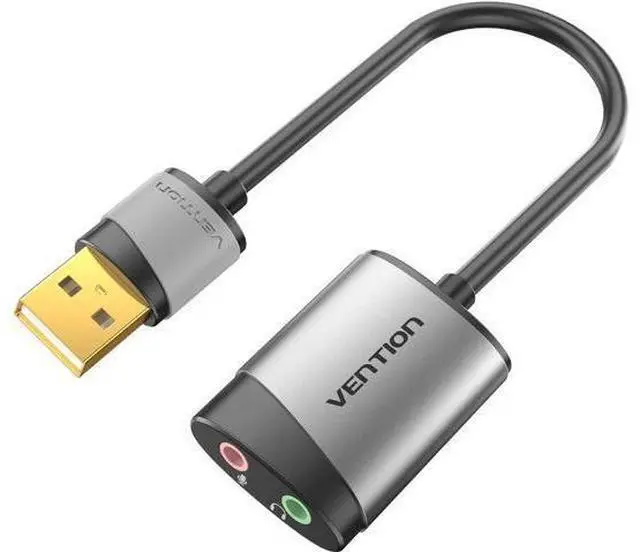 Main image of USB Audio Adapter - VENTION USB External Stereo Sound Card to 3.5mm Headphone and Microphone Jack Adapter for Windows MAC Linux PC Laptop Desktops PS5