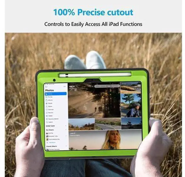 Alt view image 6 of 6 - Case for iPad 10th Generation 2022: iPad 10.9 Case Military Grade Heavy Duty Shockproof Cover for iPad 10.9 Inch 2022 Hand/Shoulder Strap - Rotating Stand - Green