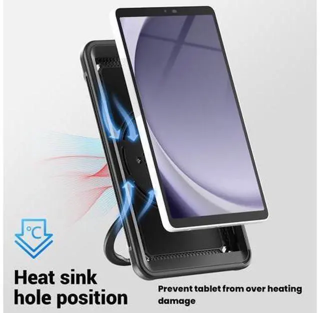 Alt view image 4 of 7 - Case for Galaxy Tab A9 Case 8.7 Inch, Full Body Protective with Screen Protector/Hand Strap, Sturdy Shockproof for A9 Tablet Case 2023 SM-X110/X115/X117 - Black