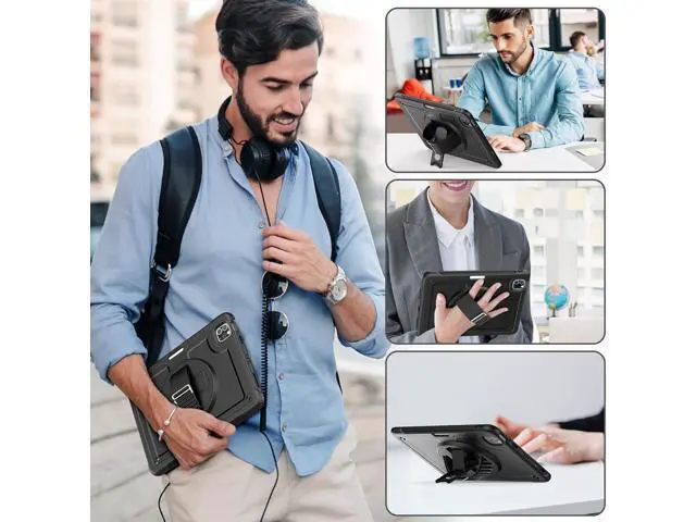 Alt view image 3 of 7 - for iPad Pro 11 inch Case & iPad Air 5th/4th Generation Case with Pencil Holder/Screen Protector/Hand Strap Stand, Protective Drop Proof Case for Pro 11 4th/3th/2nd/1st & Air 5/4 - Black