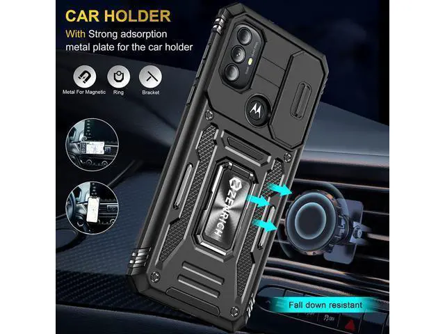 Alt view image 3 of 7 - Rugged Case for Moto G Power 2022 with Tempered Glass Screen Protector, Slide Camera Cover & Kickstand, Dual Layer Military Grade Protective Case compatitable with Magnetic Holder, Black