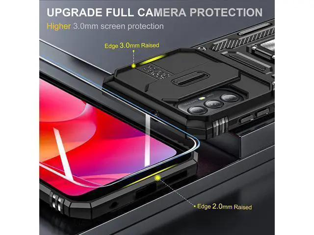 Alt view image 4 of 7 - Rugged Case for Moto G Power 2022 with Tempered Glass Screen Protector, Slide Camera Cover & Kickstand, Dual Layer Military Grade Protective Case compatitable with Magnetic Holder, Black