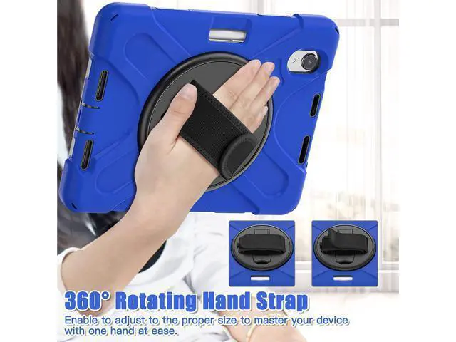 Alt view image 3 of 7 - New iPad Mini 6 Case 2021, Heavy Duty Shockproof Rugged Mini 6 Case A2567/A2568/A2569 with Pencil Holder Kickstand Hand Strap Carrying Shoulder Belt for iPad Mini 6 Tablet,Blue