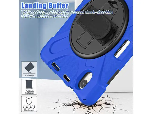 Alt view image 6 of 7 - New iPad Mini 6 Case 2021, Heavy Duty Shockproof Rugged Mini 6 Case A2567/A2568/A2569 with Pencil Holder Kickstand Hand Strap Carrying Shoulder Belt for iPad Mini 6 Tablet,Blue