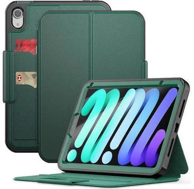 Main image of HCSOWD Case for iPad Mini 6th Generation Case 8.3", Magnetic Folio Stand, Auto Sleep/Wake Protective Cover for iPad Mini 6 with Pen Holder (Support Wireless Charging) and Card Slot, Green