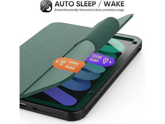 Alt view image 3 of 7 - HCSOWD Case for iPad Mini 6th Generation Case 8.3", Magnetic Folio Stand, Auto Sleep/Wake Protective Cover for iPad Mini 6 with Pen Holder (Support Wireless Charging) and Card Slot, Green