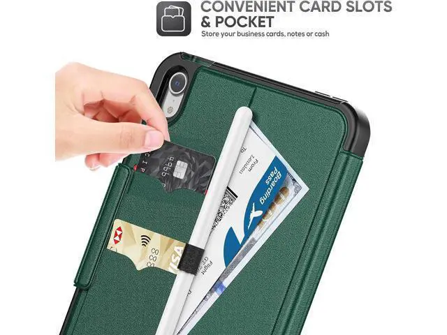 Alt view image 7 of 7 - HCSOWD Case for iPad Mini 6th Generation Case 8.3", Magnetic Folio Stand, Auto Sleep/Wake Protective Cover for iPad Mini 6 with Pen Holder (Support Wireless Charging) and Card Slot, Green