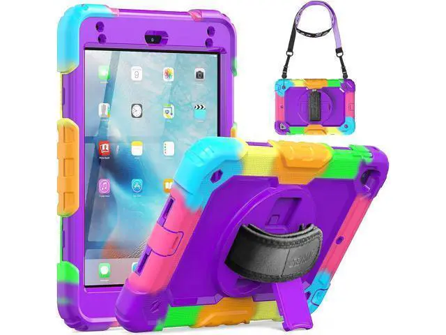 Main image of iPad Mini 5 / Mini 4 Case 7.9 Inch for Kids, Durable Sturdy Heavy Duty Shockproof Protection Folio Stand Case with Smart Cover Auto Sleep/Wake for iPad Mini 5th / 4th Generation, Rose