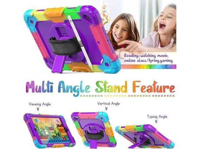 Alt view image 5 of 7 - iPad Mini 5 / Mini 4 Case 7.9 Inch for Kids, Durable Sturdy Heavy Duty Shockproof Protection Folio Stand Case with Smart Cover Auto Sleep/Wake for iPad Mini 5th / 4th Generation, Rose